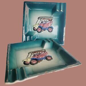 Vintage 1950s Lipper & Mann Creations Ashtrays featuring 1905 Buick Model C